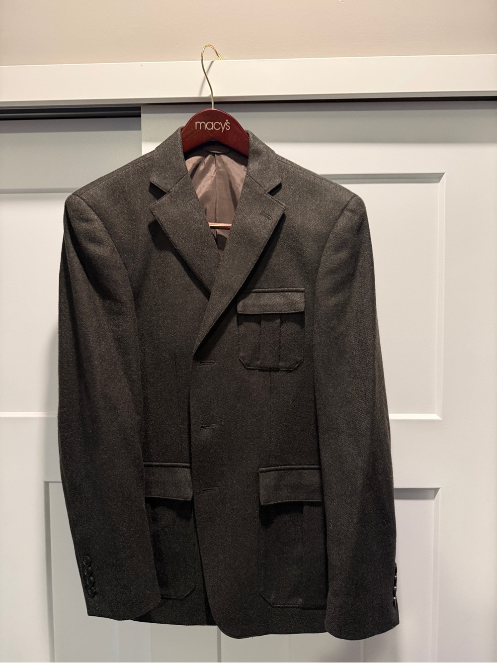 DKNY Men's Dark Green Wool Blend Blazer - 40R